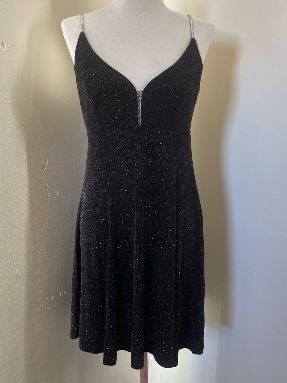 Bari Jay Black Sparkle Mini with Rhinestone Straps